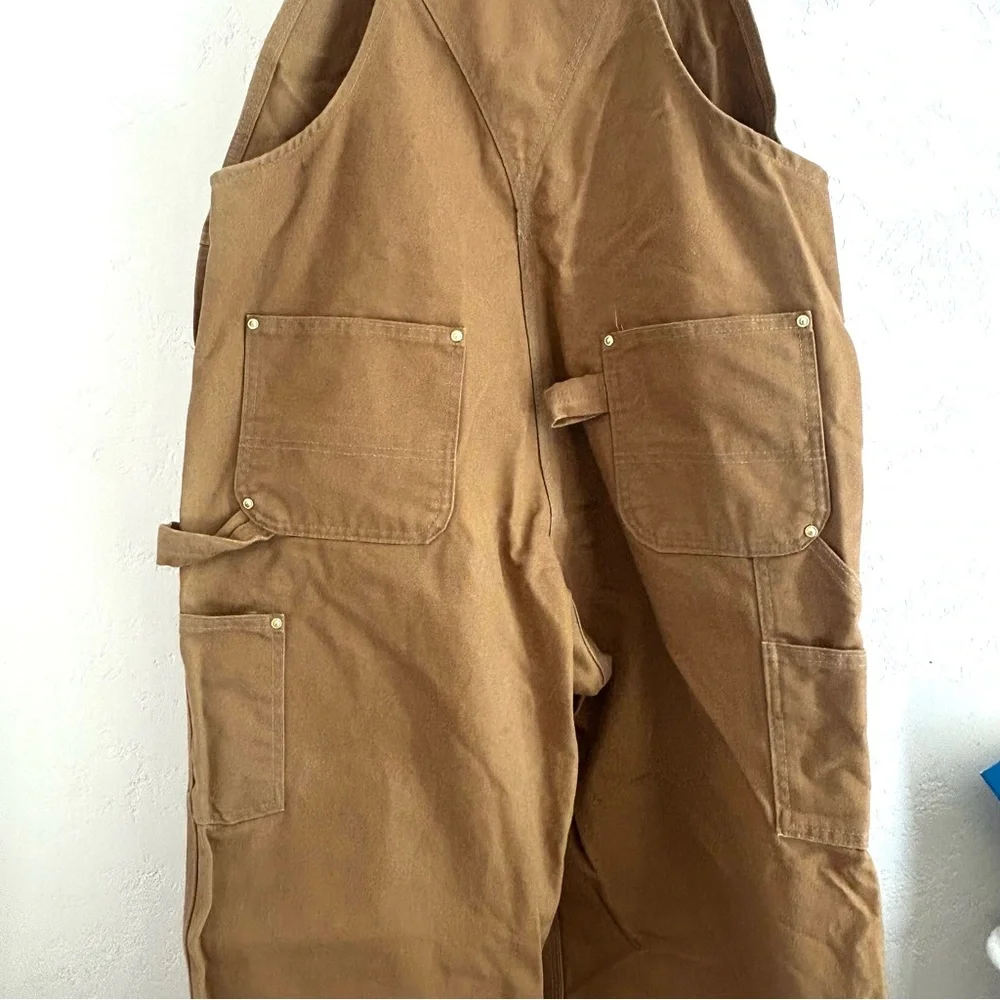 Carhartt Men's R01 Brown Canvas Duck Bib Overalls 40x30 Double Knee NWOT - Picture 8 of 9